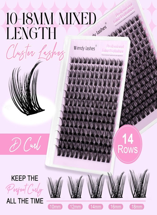 Wendy Lashes Newbie Essentials10-18mm Mixed Length D-Curl Cluster Lashes for Soft Wispy Lash Extensions - Image 2